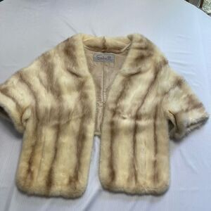 Saks Designer Mink Chic Fur Shawl Stole No Size See Measurements
